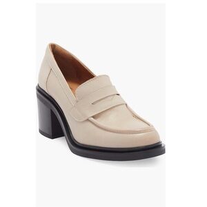 Miz Mooz Day Block Heel Penny Loafers Cream Antique Burnish Women’s 9 or EU 40